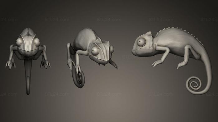 Статуэтки животных (Гамелеон, STKJ_0309) 3D модель для ЧПУ станка